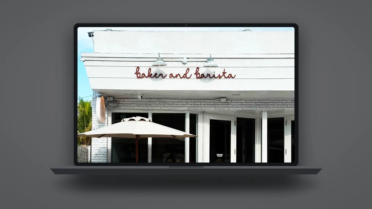 Baker and Barista website on a laptop