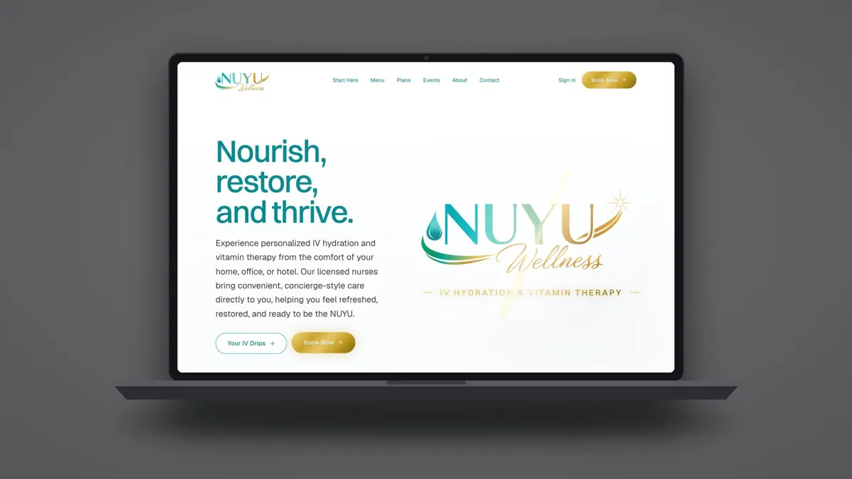 NUYU Wellness website on a laptop