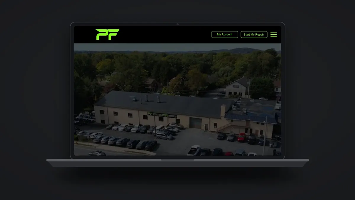 Premium Finish website on a laptop
